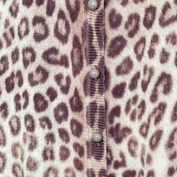 Talbots Leopard Print Sweater Womens Size 1X Brown Knit Elbow Puff Sleeve Office - Picture 4 of 11